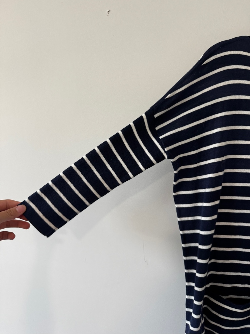 Lilly Pulitzer Elba Sweater Navy White Coastal Shell Stripe Tassel Oversized XXS - Picture 4 of 7